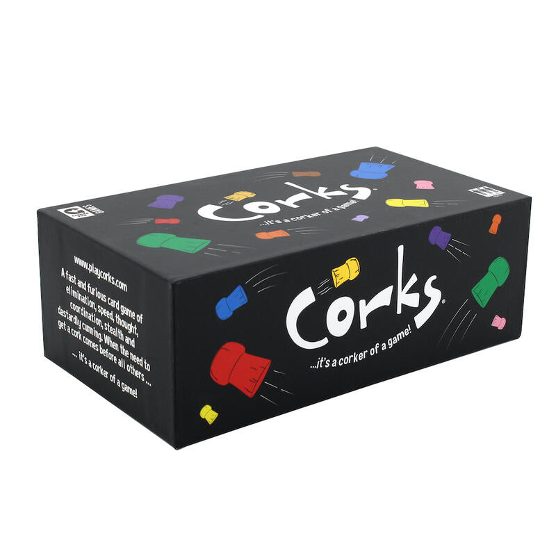 Angled box image of corks party game