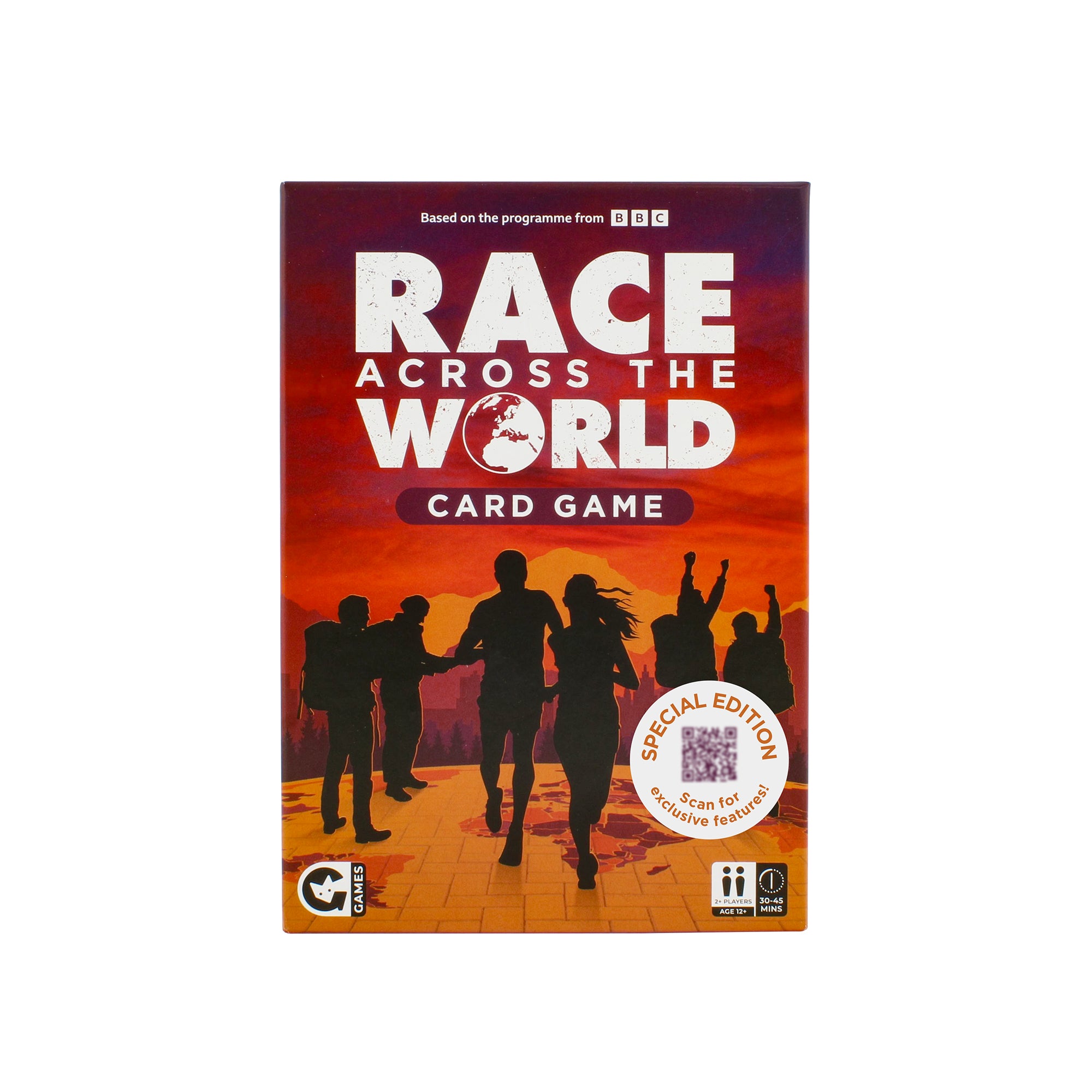 Race Across The World Card Game box, front on white background