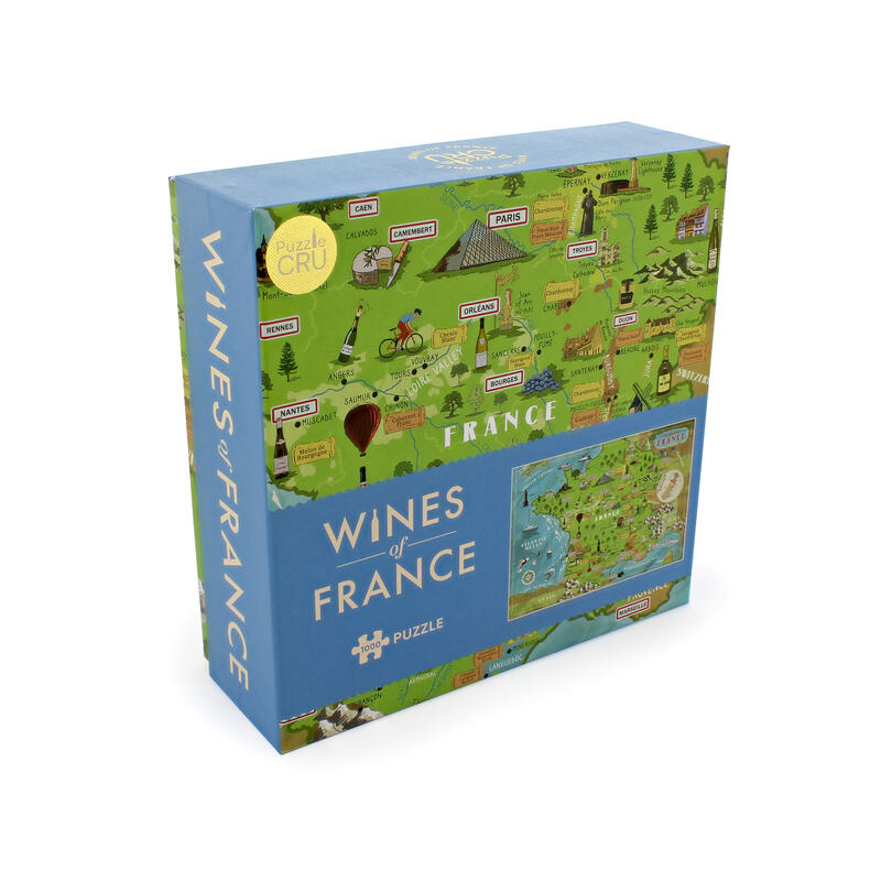 Wines of france puzzle angled box on white background