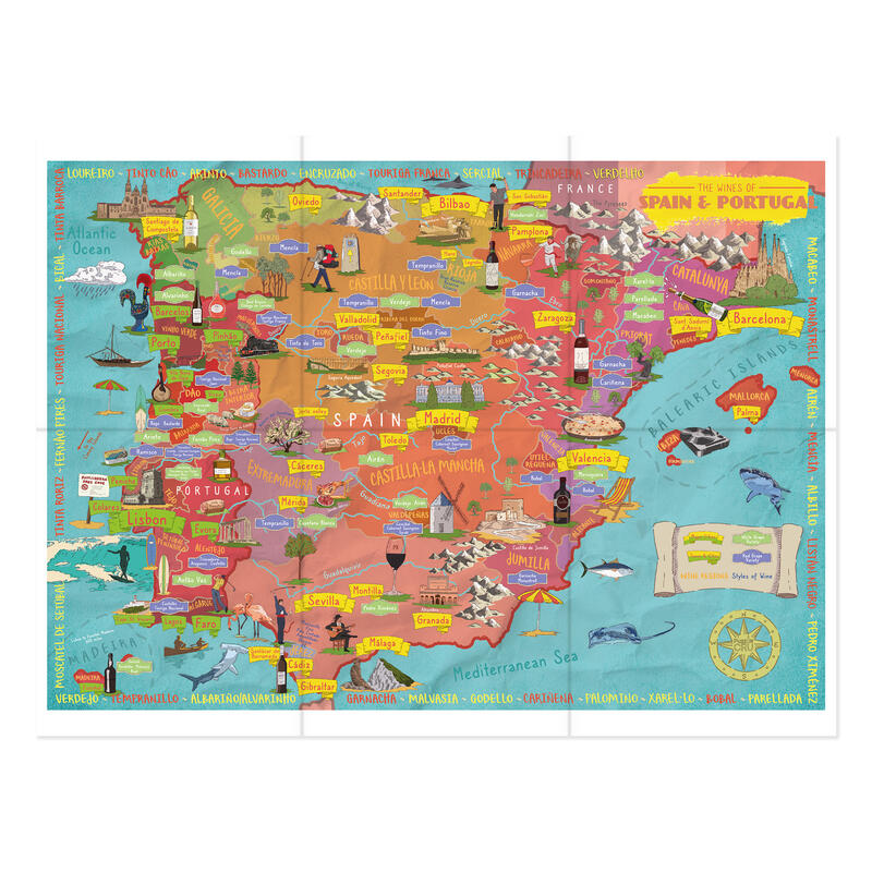Wines of spain puzzle poster on white background