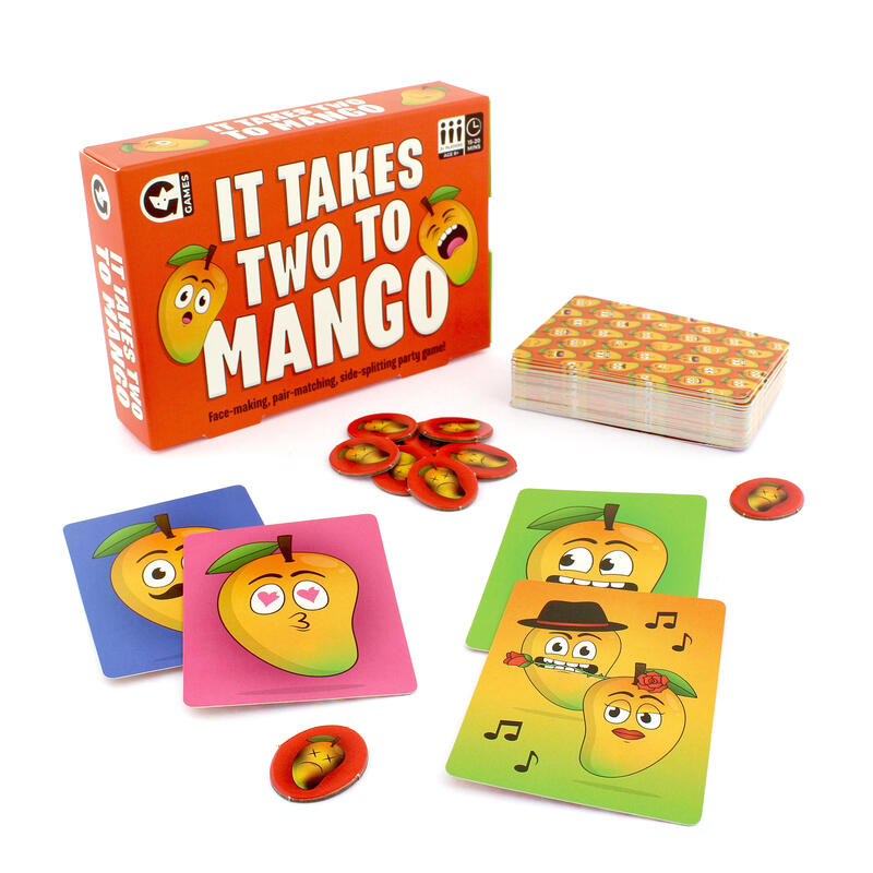 Mango game box and contents on white background