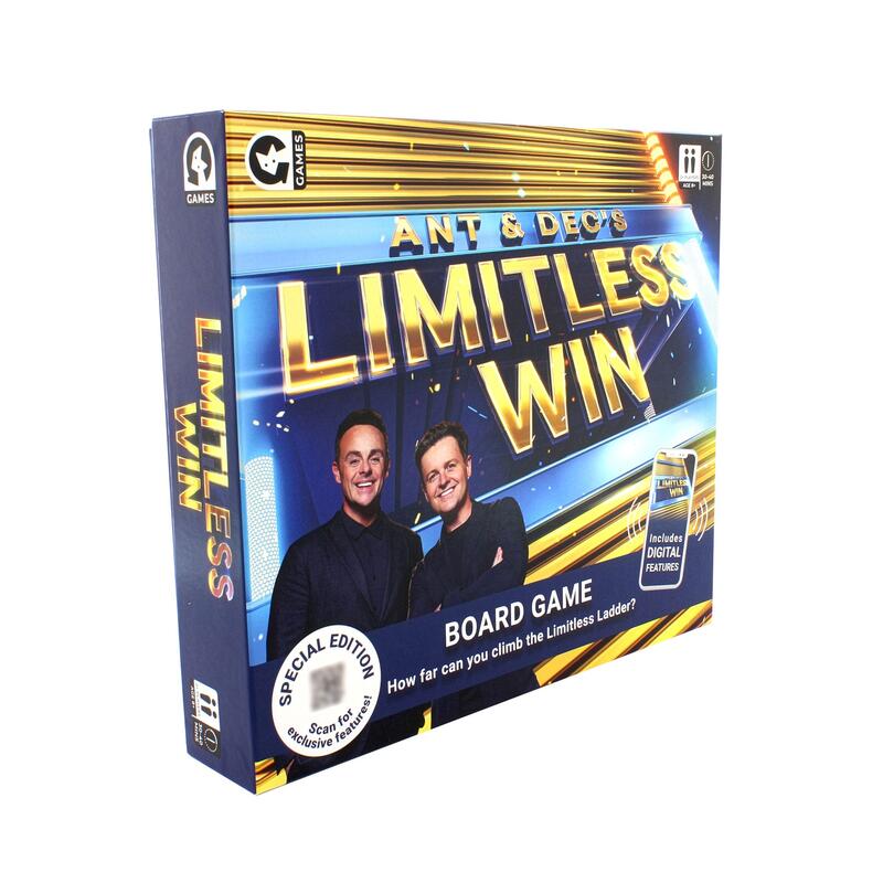 Angled box image of Ginger Fox Ant and Decs Limitless Win board game